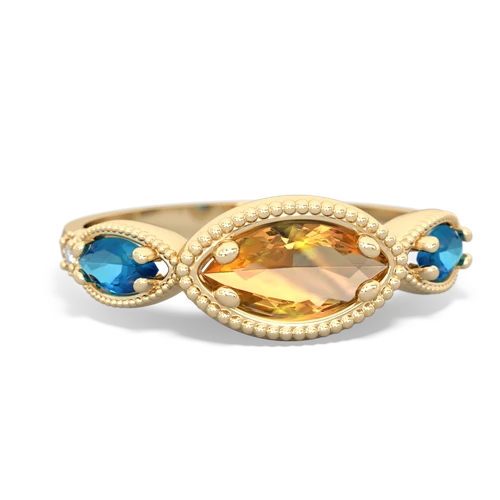 citrine-london topaz milgrain marquise ring