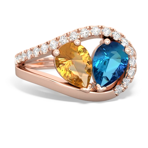 citrine-london topaz pave heart ring