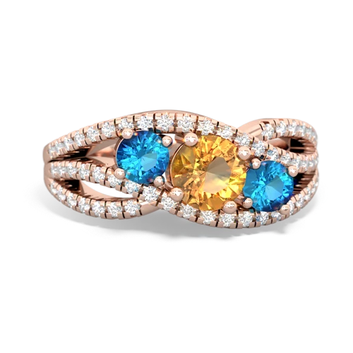 citrine-london topaz three stone pave ring