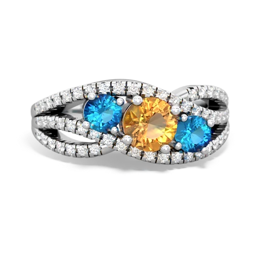 citrine-london topaz three stone pave ring