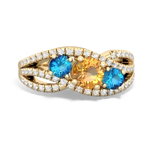 citrine-london topaz three stone pave ring