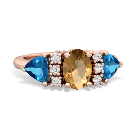 Citrine Genuine Citrine with Genuine London Blue Topaz and Genuine Pink Tourmaline Antique Style Three Stone ring Ring