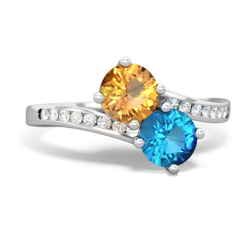 citrine-london topaz two stone channel ring