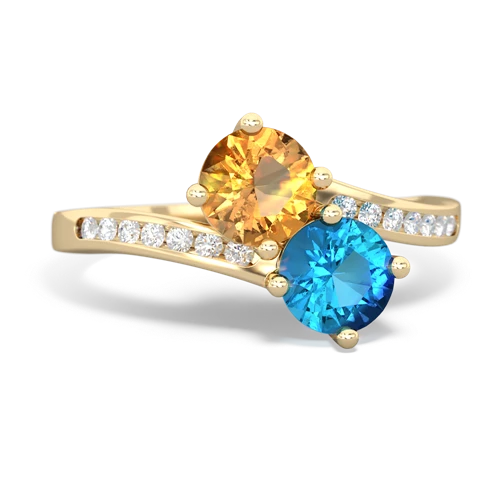 citrine-london topaz two stone channel ring