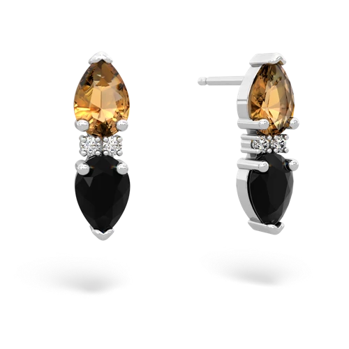 citrine-onyx bowtie earrings