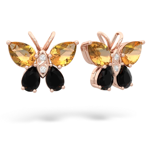 citrine-onyx butterfly earrings