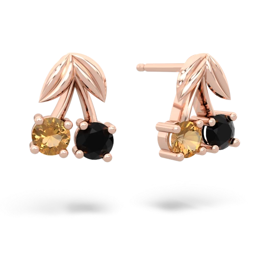 citrine-onyx cherries earrings