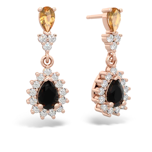 citrine-onyx dangle earrings