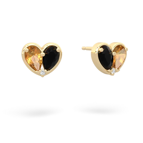 citrine-onyx one heart earrings