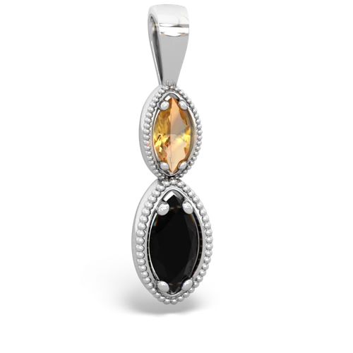 citrine-onyx antique milgrain pendant