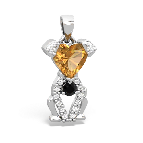 citrine-onyx birthstone puppy pendant