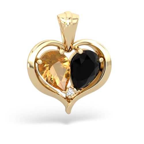 citrine-onyx half heart whole pendant