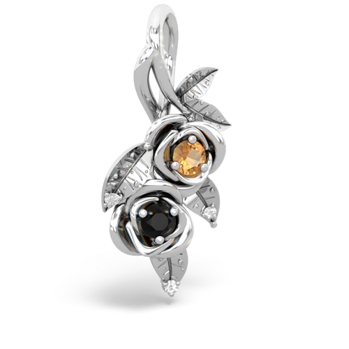 Citrine Genuine Citrine with Genuine Black Onyx Rose Vine pendant Pendant