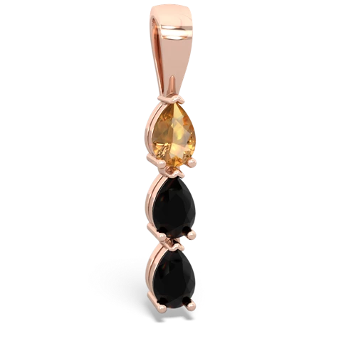 citrine-onyx three stone pendant