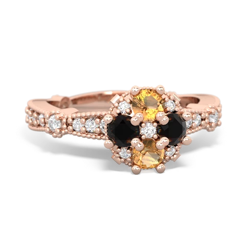 citrine-onyx art deco engagement ring