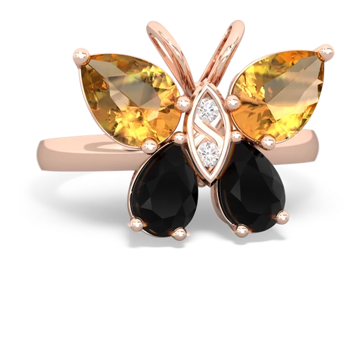 citrine-onyx butterfly ring