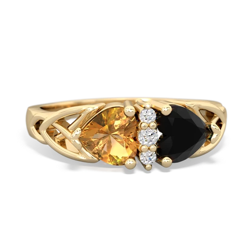 citrine-onyx celtic ring