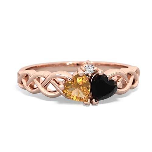 citrine-onyx celtic braid ring