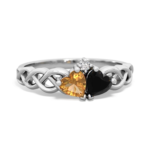 citrine-onyx celtic braid ring