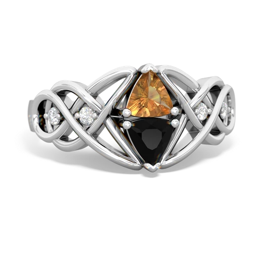 citrine-onyx celtic knot ring