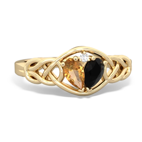 citrine-onyx celtic knot ring