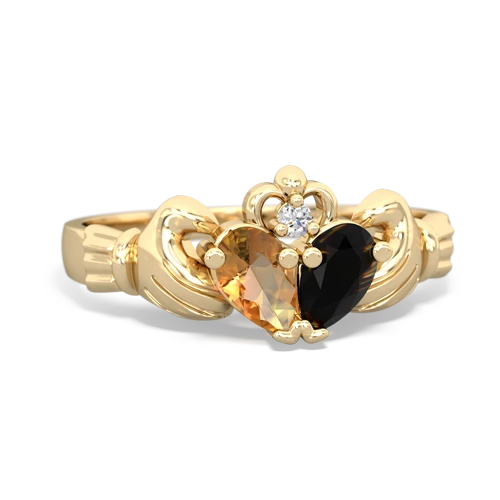 citrine-onyx claddagh ring