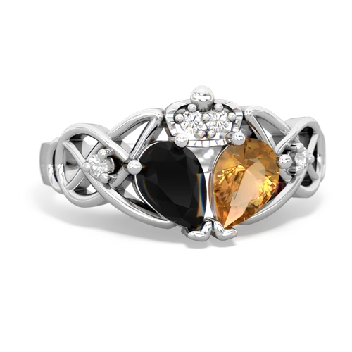 citrine-onyx claddagh ring