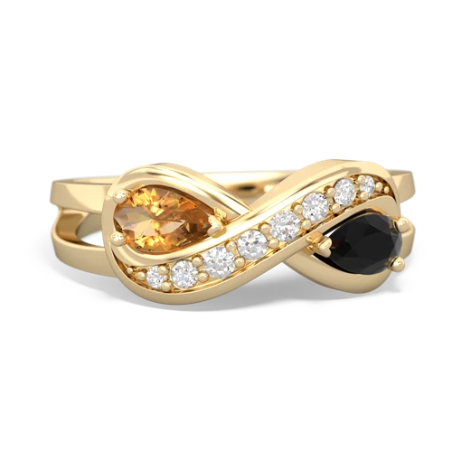Citrine Genuine Citrine with Genuine Black Onyx Diamond Infinity ring Ring