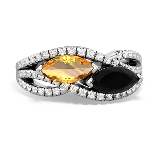 Citrine Genuine Citrine with Genuine Black Onyx Diamond Rivers ring Ring