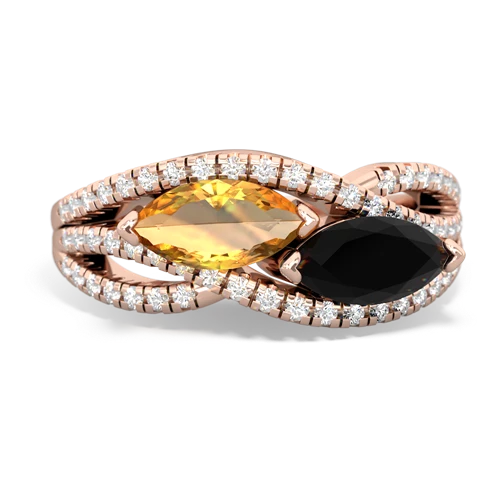 citrine-onyx double heart ring