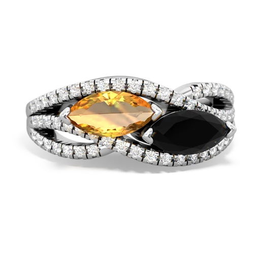 citrine-onyx double heart ring