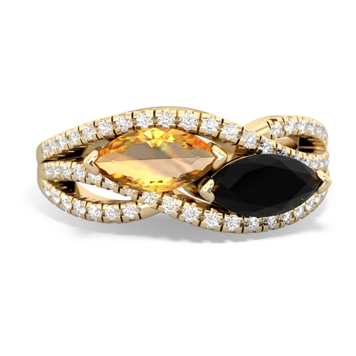 citrine-onyx double heart ring