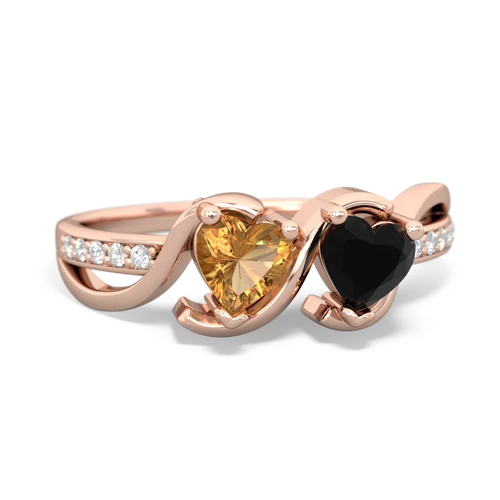 citrine-onyx double heart ring