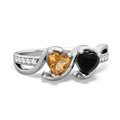 citrine-onyx double heart ring