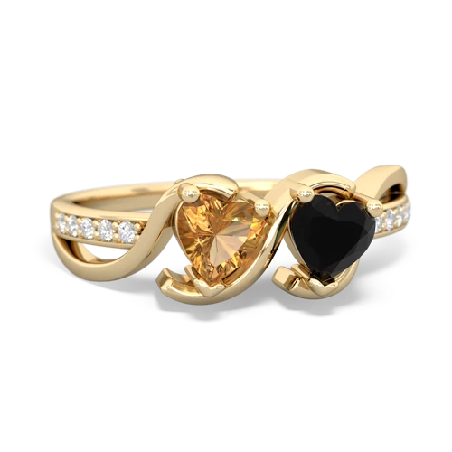 citrine-onyx double heart ring