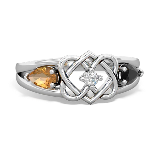 citrine-onyx double heart ring