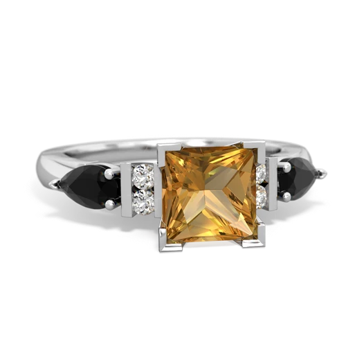 Citrine Genuine Citrine with Genuine Black Onyx and  Engagement ring Ring