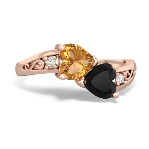 citrine-onyx filligree ring