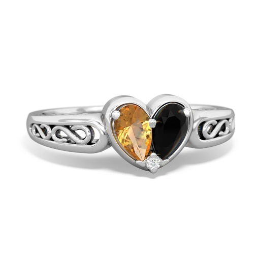 citrine-onyx filligree ring