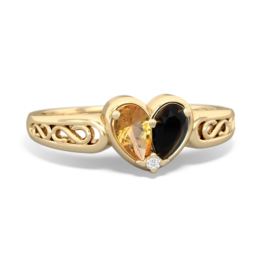 citrine-onyx filligree ring