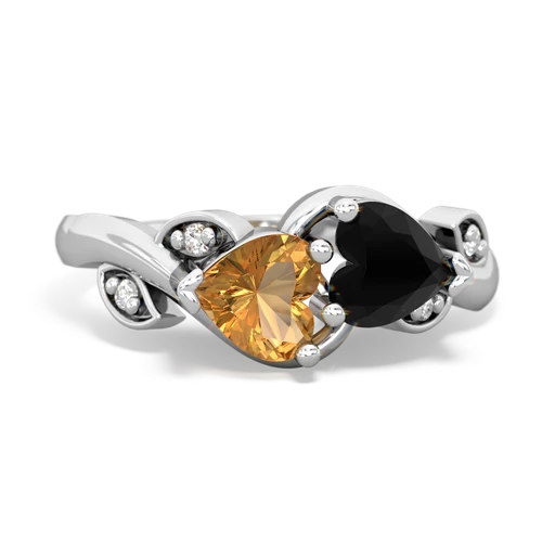 citrine-onyx floral keepsake ring