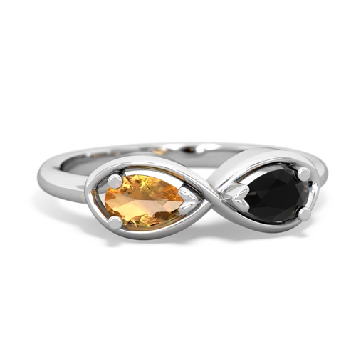 Citrine Genuine Citrine with Genuine Black Onyx Infinity ring Ring