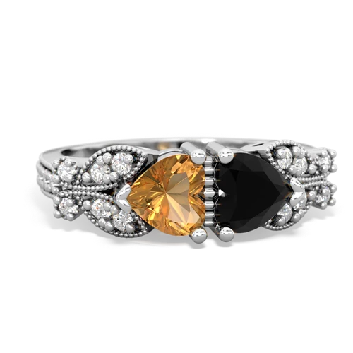 citrine-onyx keepsake butterfly ring