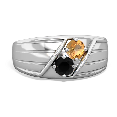 Citrine Genuine Citrine with Genuine Black Onyx Art Deco Men's ring Ring
