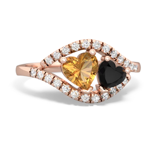 citrine-onyx mother child ring