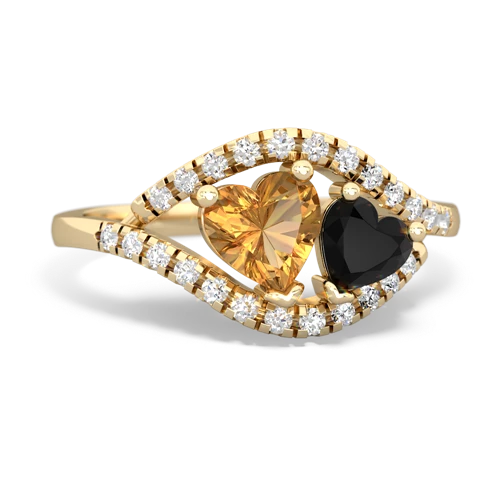 citrine-onyx mother child ring