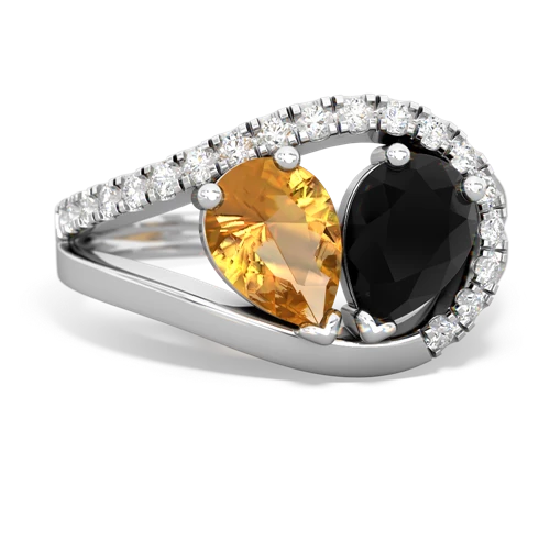 citrine-onyx pave heart ring
