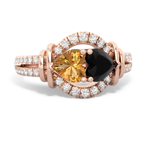 citrine-onyx pave keepsake ring