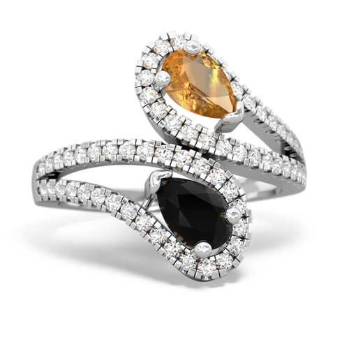 Citrine Genuine Citrine with Genuine Black Onyx Diamond Dazzler ring Ring