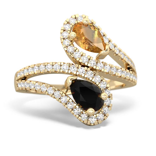 citrine-onyx pave swirls ring